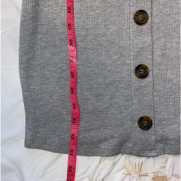 NWT Alya Sz-S Fitted Stretchy Ribbed Mini Tee Shirt Dress w/Eight Faux Buttons🎄 - Picture 12 of 16